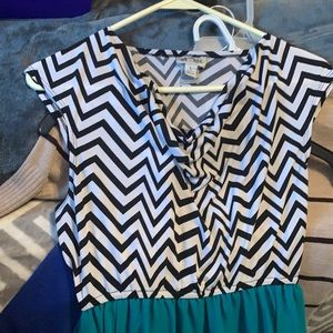 Black, white, and teal dress. Size Large in Women